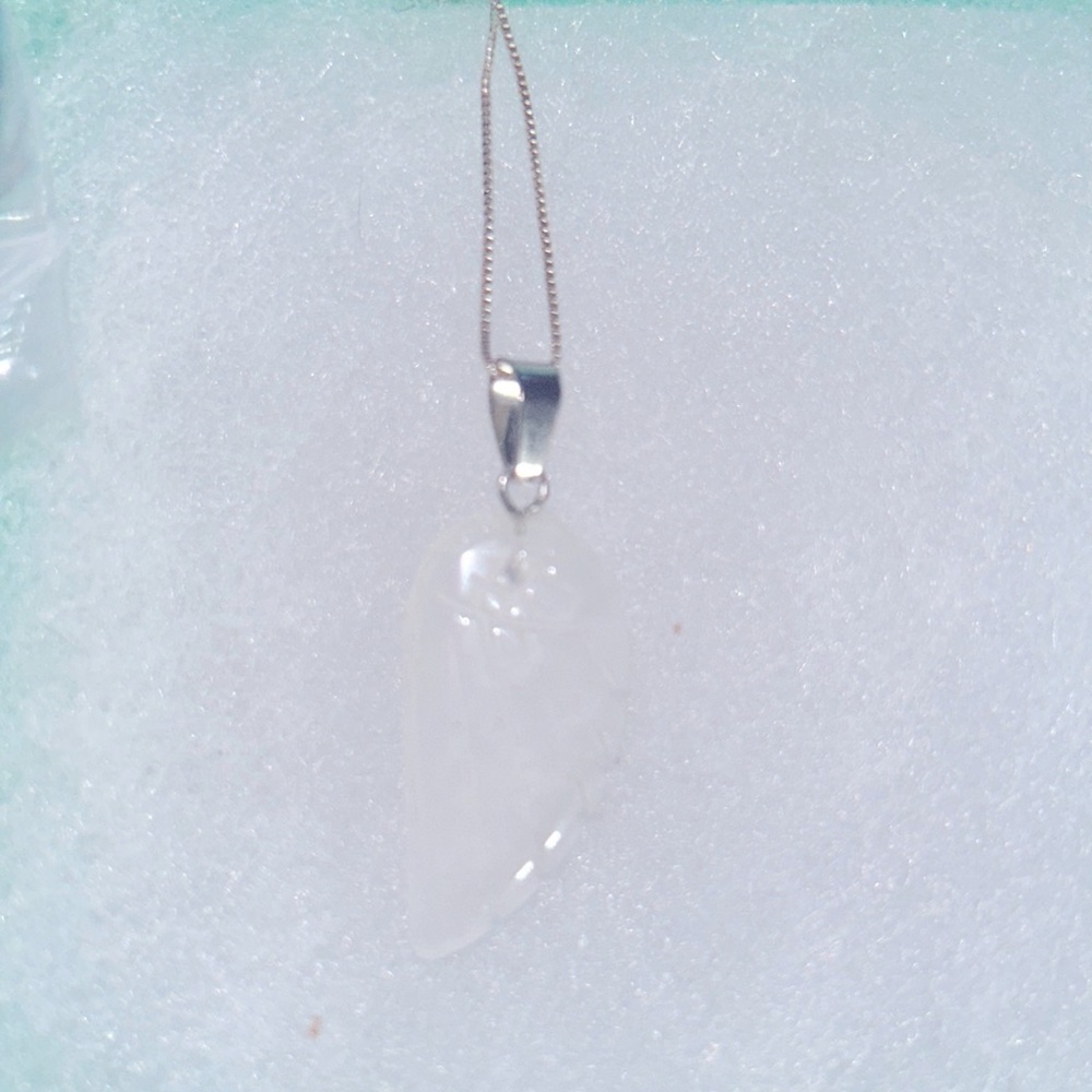 Boho Quartz Crystal Angel Wing Sterling Silver Necklace 18”